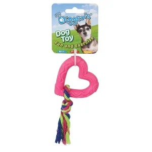 DGR TPR Heart and Rope Dog Toy Pink