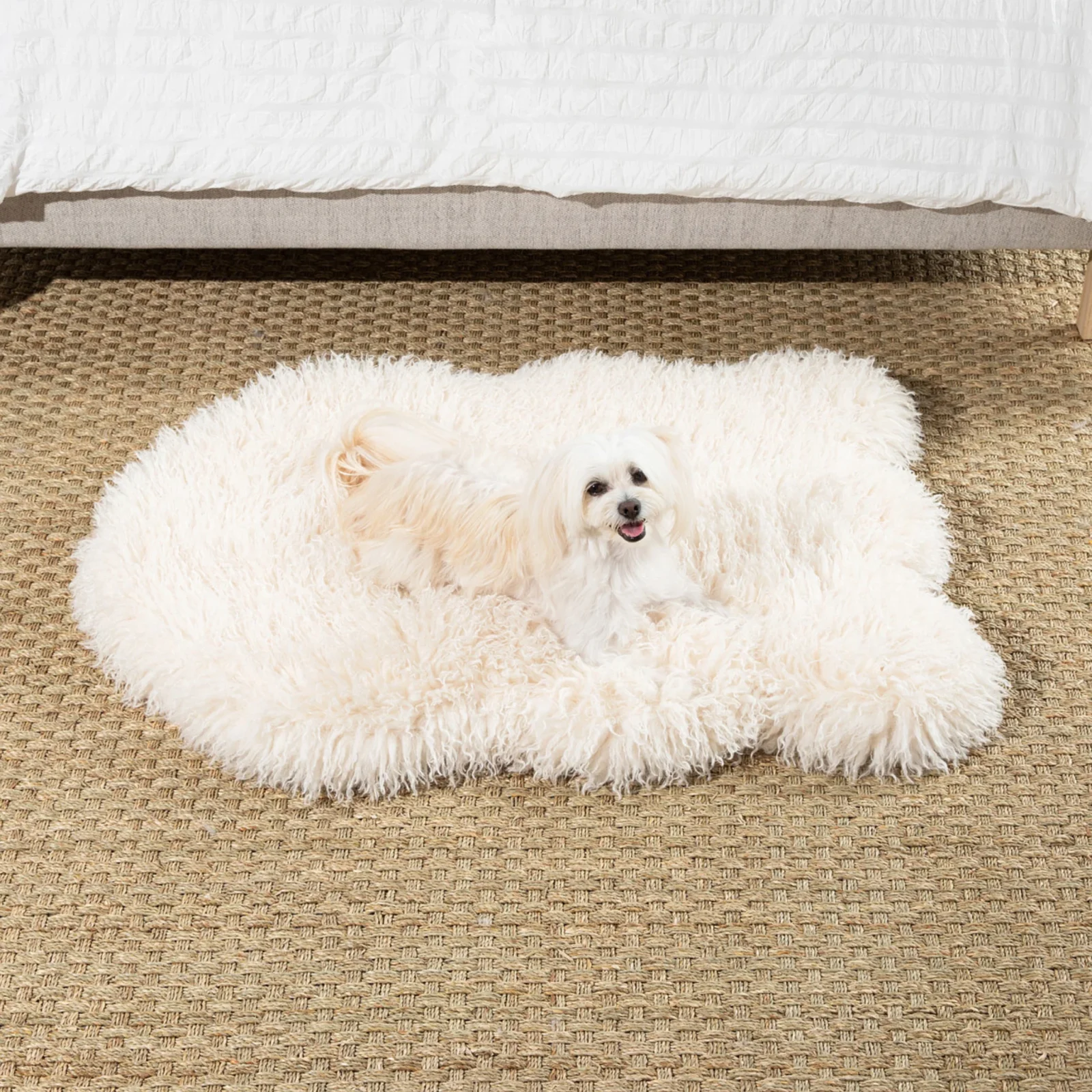 PupRug® Luxe Faux Fur Orthopedic Dog Bed - Plush Sheep Ivory - Image 2
