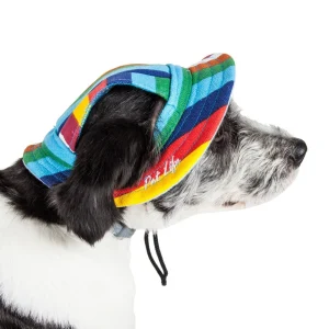 Pet Life ® 'Colorfur' UV Protectant Adjustable Fashion Canopy Brimmed Dog Hat Cap