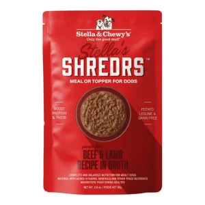 Stella & Chewy's Dog Stella's Shredrs Beef & Lamb Recipe in Broth, 2.8 oz each, Case of 24