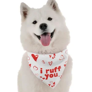 BanDoggie I Ruff You Dog Bandana - Holiday Print Microfiber Pet Bandana