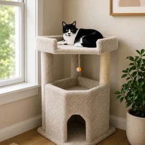 Premier Corner Roost Cat Tree — Solid Wood Multi-Level Tower for Large & Active Cats