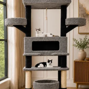 XXL Cat Tree with Enclosed Cat Condo