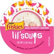 Friskies Lil' Soups with Sockeye Salmon in a Velvety Chicken Broth Cat Food Compliment Topper