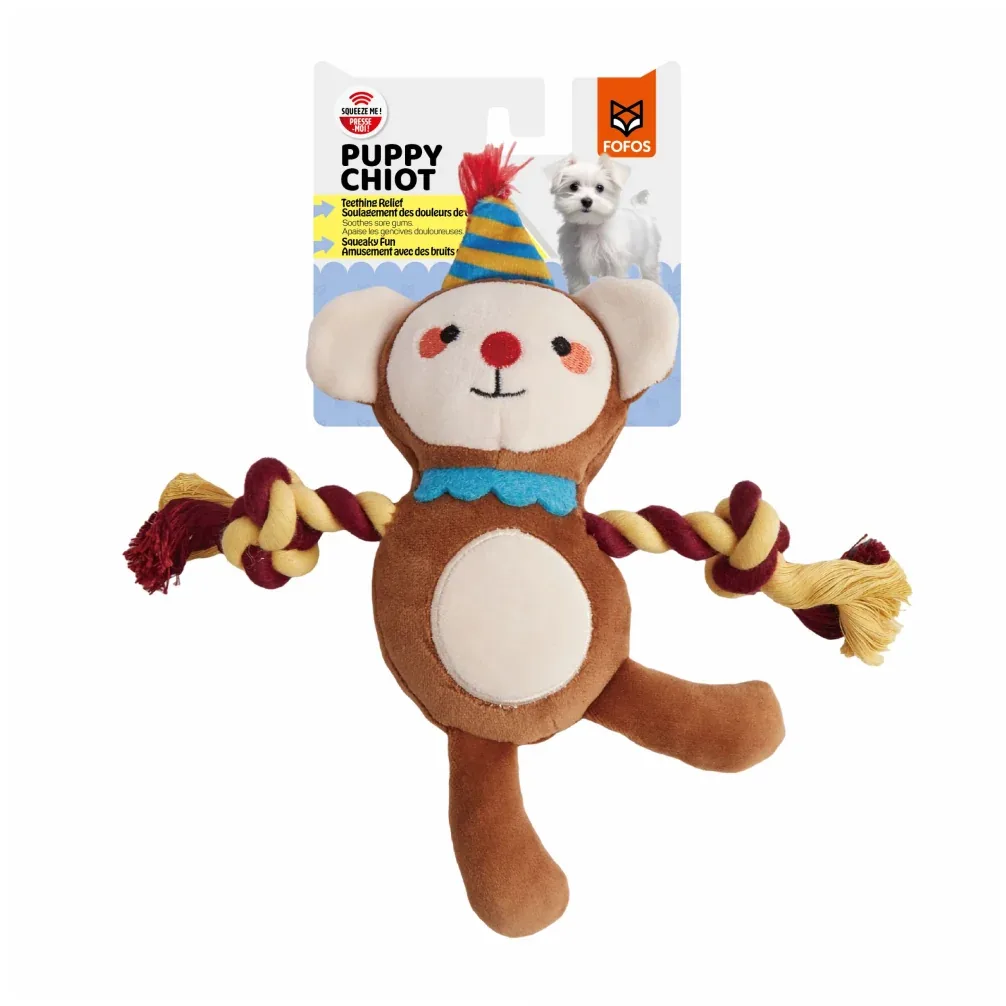 Fofos Monkey Fluffy Puppy Plush Toy for Dogs - Image 2