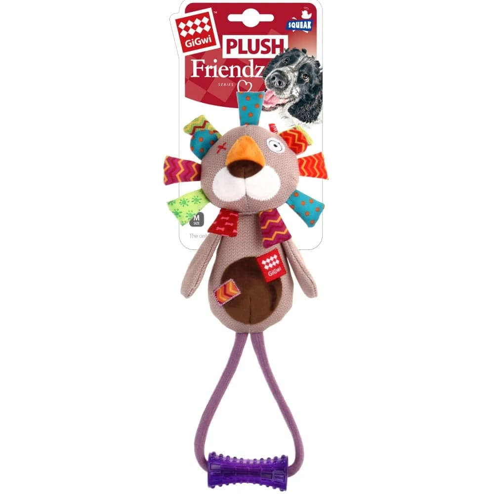 GiGwi Plush Friendz with TPR Johnny Stick Lion Toy for Dogs