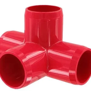 Clean Run 1 in. 4-Way PVC Fitting, Furniture Grade - Red