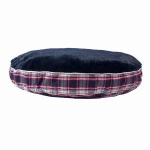 Halo Amber Plaid Round Dog Bed - Machine Washable Plush Pet Bed with Removable Cover for Dogs