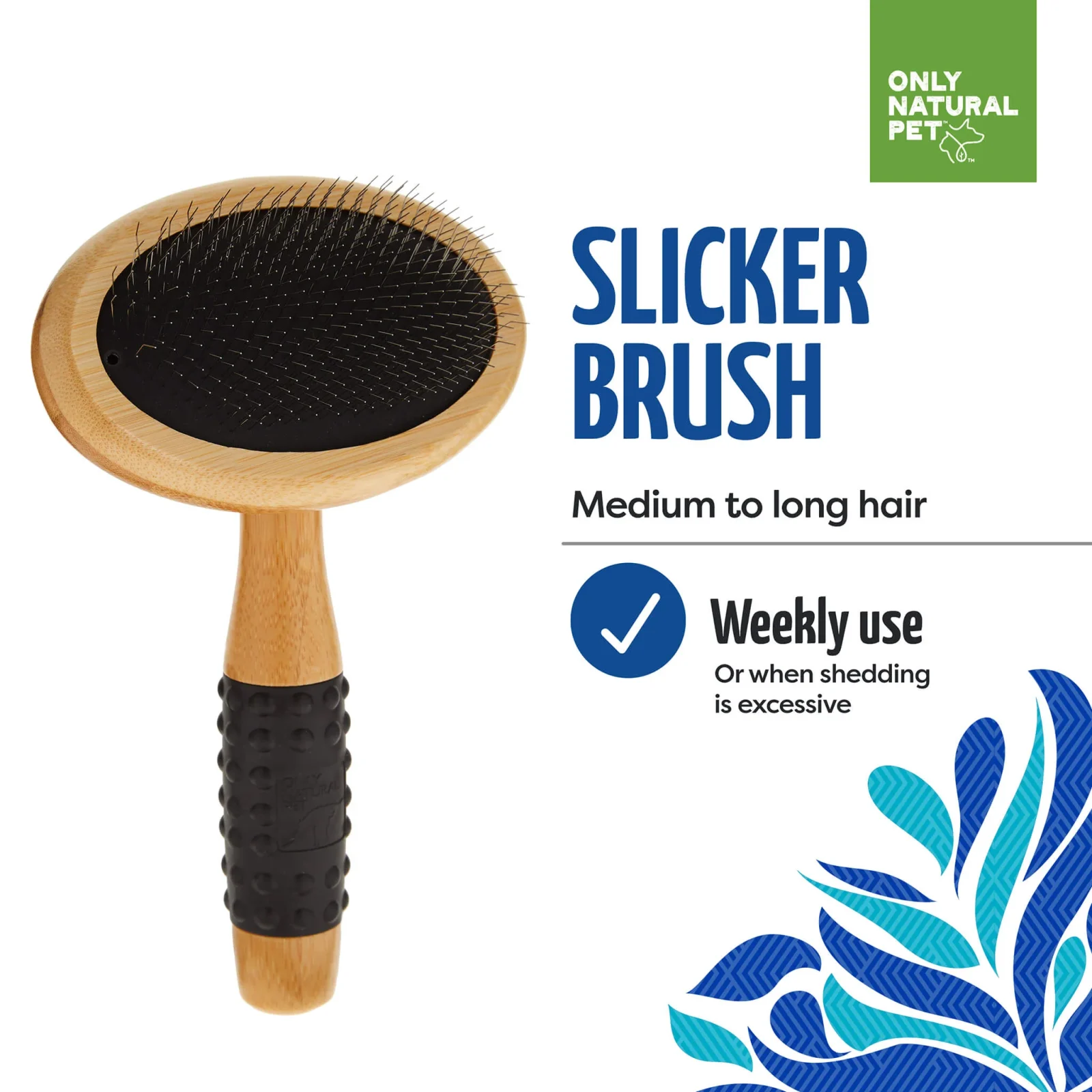 Only Natural Pet Slicker Brush with Bamboo Handle for Dogs - Image 2