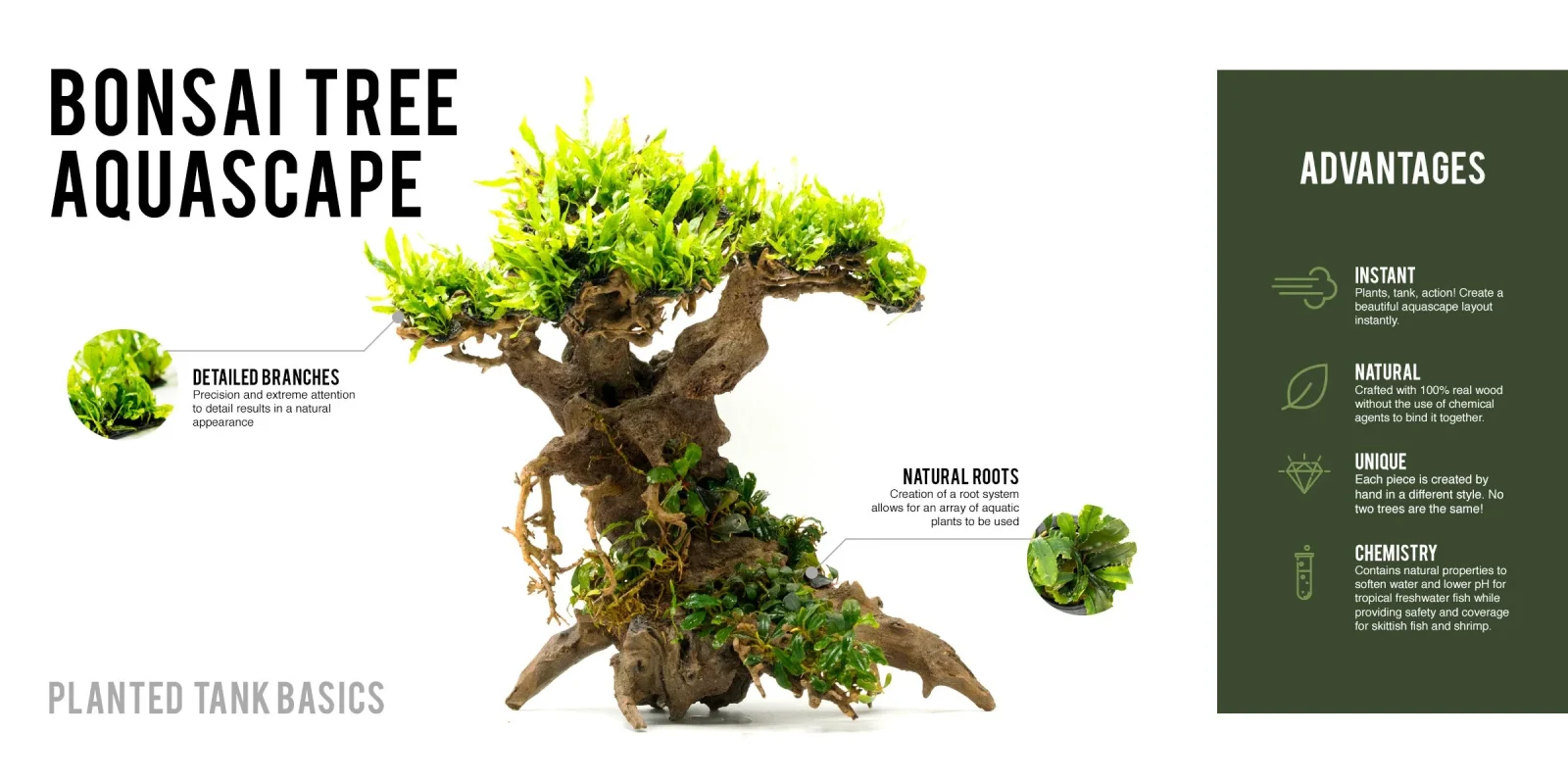 Double Bonsai Tree Aquarium Driftwood - Extra Small - Image 2