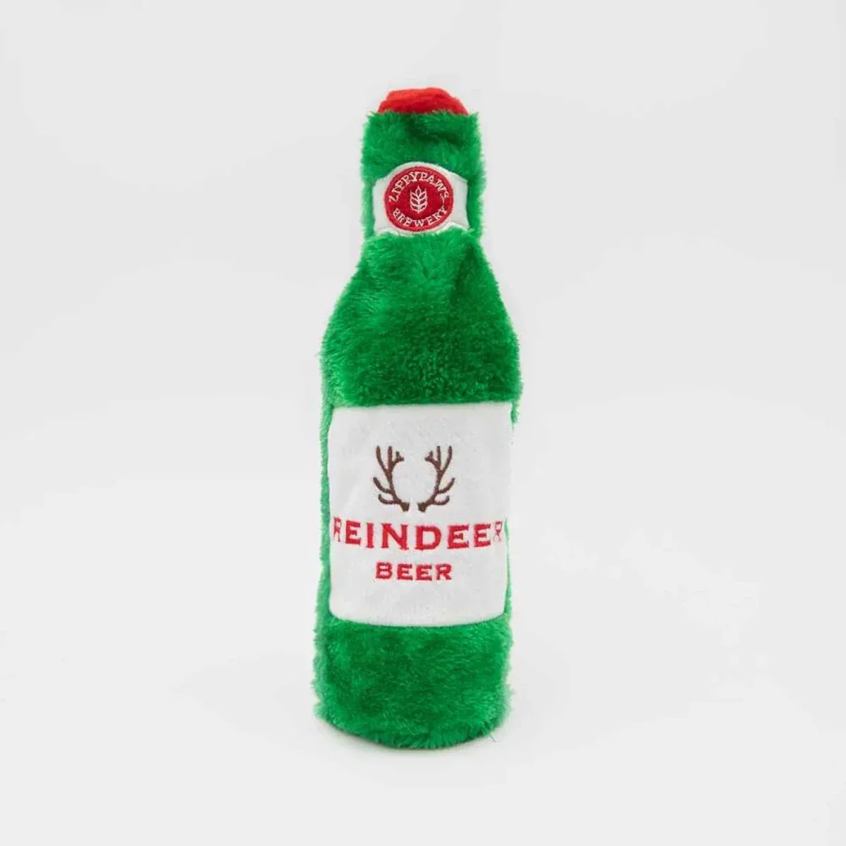 ZippyPaws Holiday Happy Hour Crusherz Reindeer Beer - 13 in Bottle Crusher Dog Toy