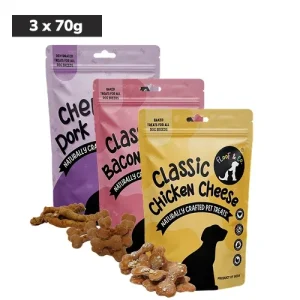 Floof & Co Pork Chew, Bacon Cheese and Chicken Cheese Dog Treats Combo