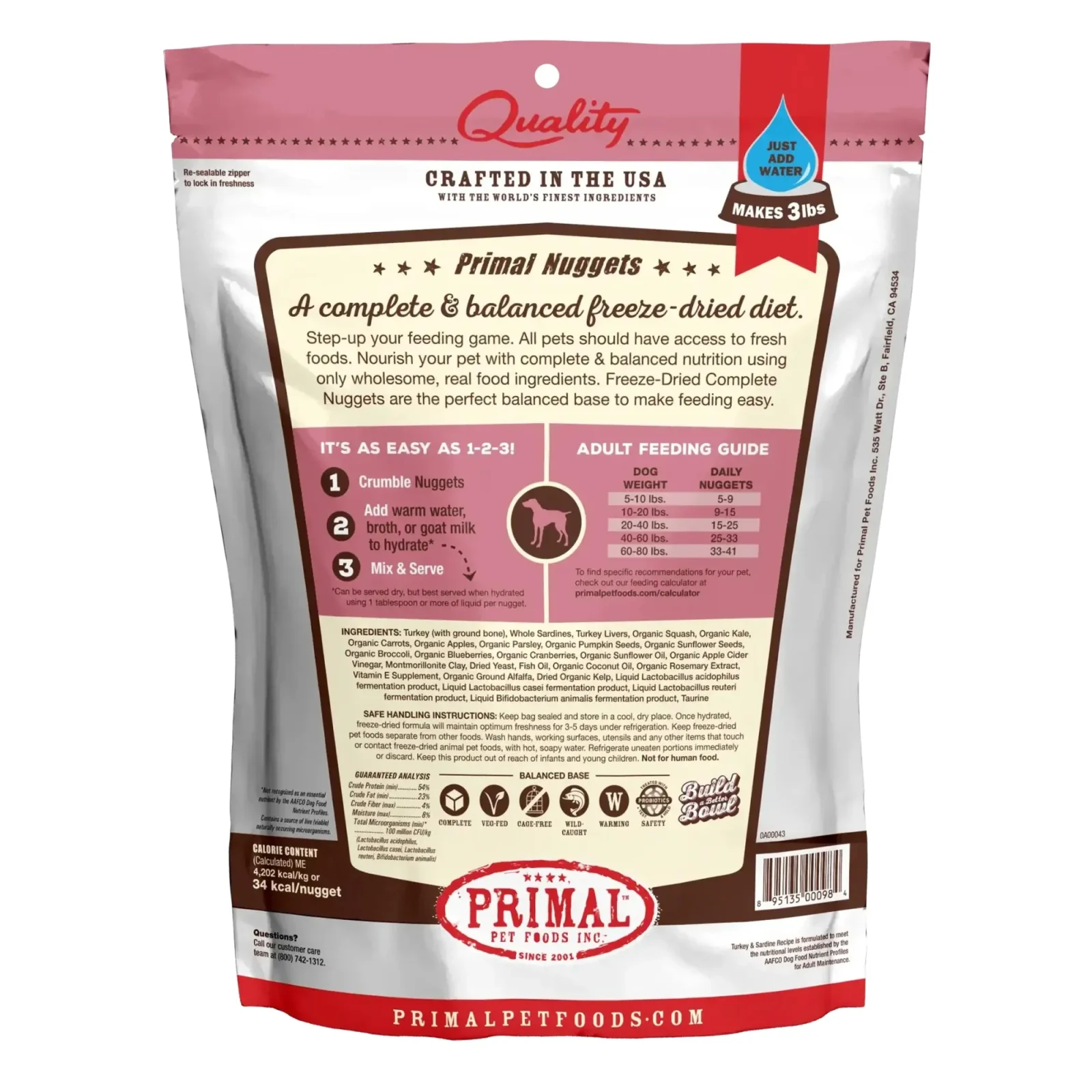 Primal Pet Foods Freeze-Dried Dog Food 14 oz. Turkey/Sardine - Image 2