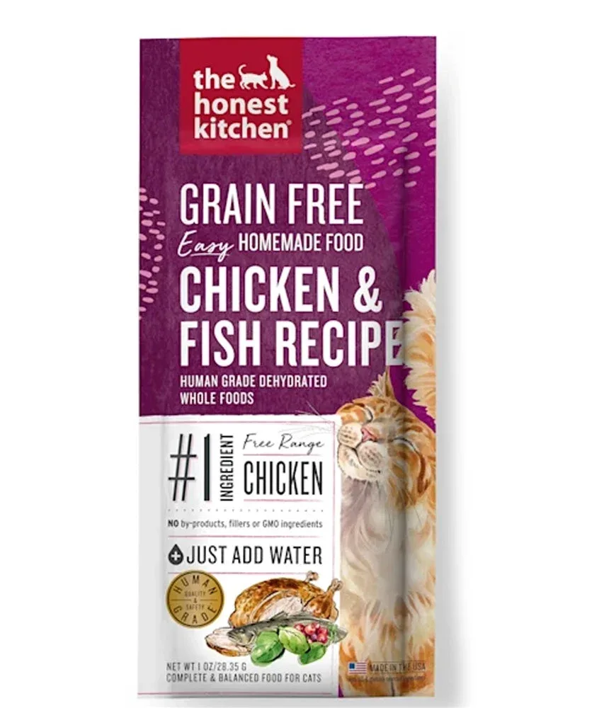 The Honest Kitchen Grain-Free Dehydrated Cat Food - Free-Range Chicken & Wild-Caught Whitefish, 1 oz each, Case of 10