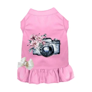 Call Me Pretty Dog Dress - Camera and Floral Print