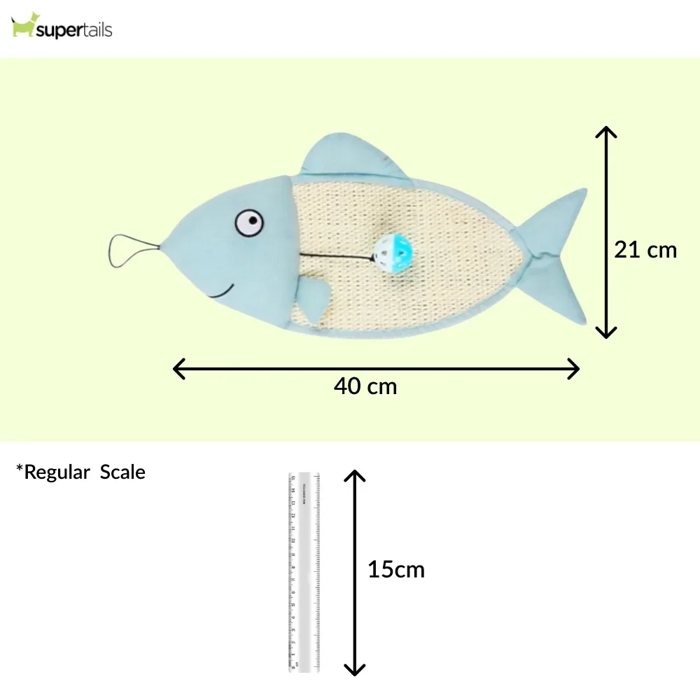 Talking Dog Club 2 in 1 Fish Scratcher Mat for Cats (Blue) - Image 2