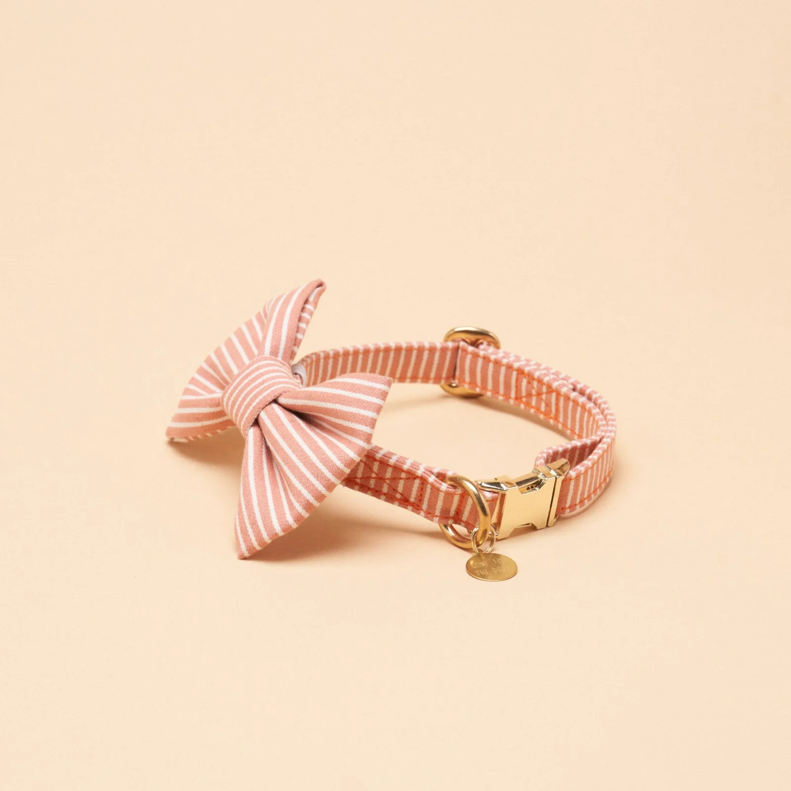 Bailey Bowtie Collar - Peach Stripe - Image 2