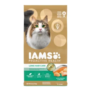 IAMS ProActive Health Adult Long Hair Dry Cat Food Chicken & Salmon 6 lb
