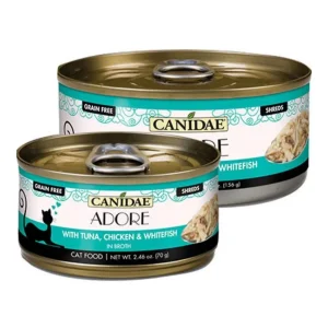CANIDAE PURE Goodness Grain-Free Wet Cat Food - Tuna, Chicken & Whitefish in Broth, 2.46 oz, 24 ct
