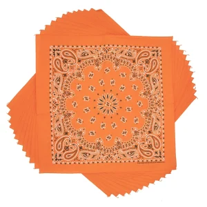 Orange Paisley Bandana, 22 inch, 12 Pack