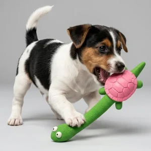 Skatrs Long Turtle Latex Dental Chew Toy for Dogs (Green)