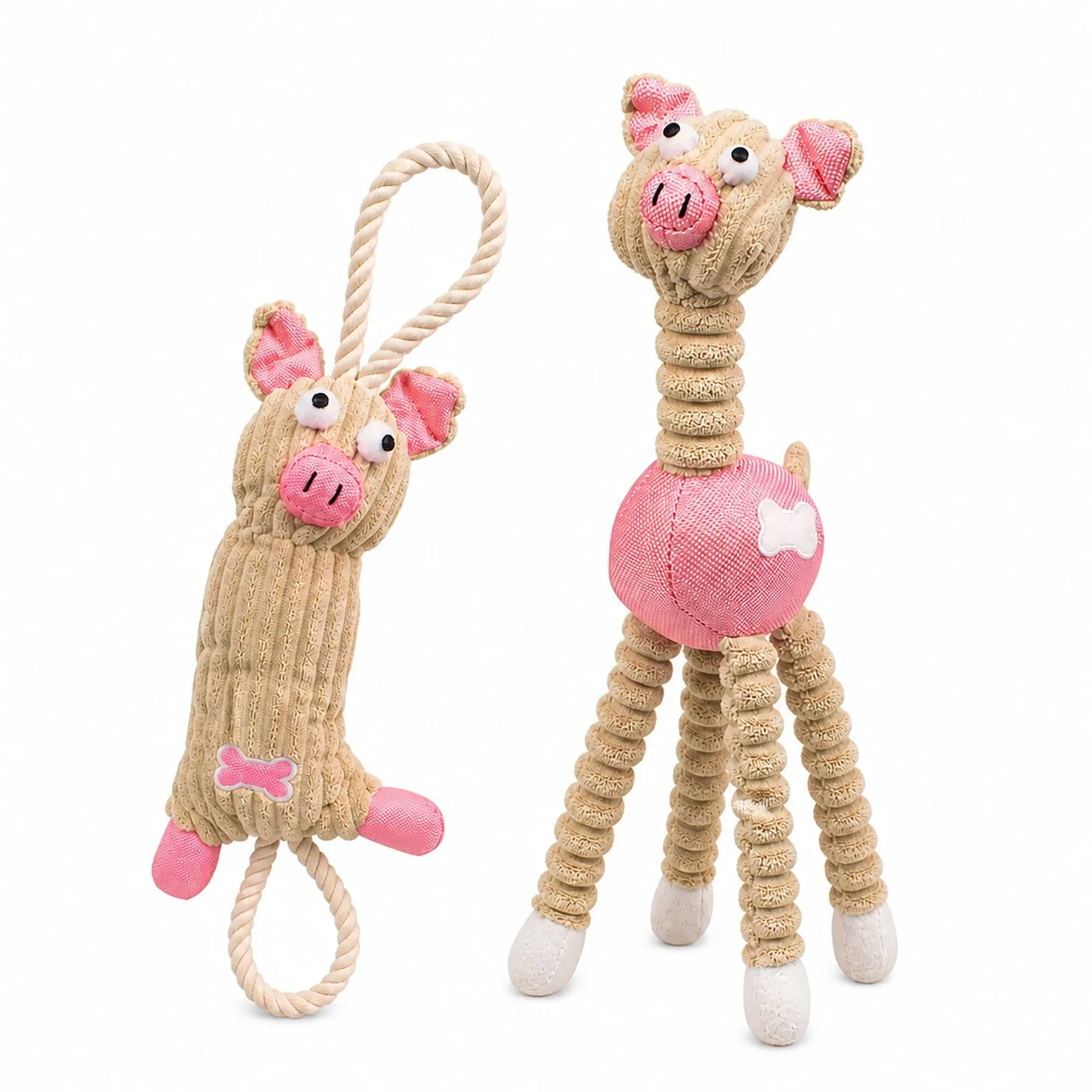 Pet Life ® 2-Piece Eco-Friendly Recyclable Jute Rope and Plush Dog Toy Set - Pink