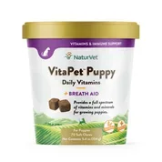 NaturVet VitaPet Puppy Daily Vitamins Plus Breath Aid Supplement for Dogs