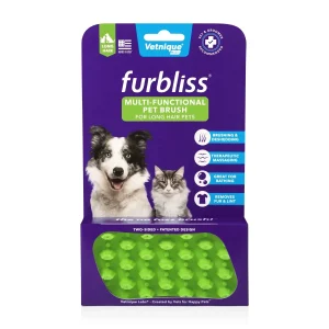 Furbliss Green Brush - Silicone Grooming & Deshedding Brush for Long Hair Dogs, Small
