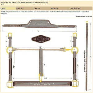 Henri de Rivel Stress Free Halter With Fancy Contrast Stitching, Australian Nut, Cob