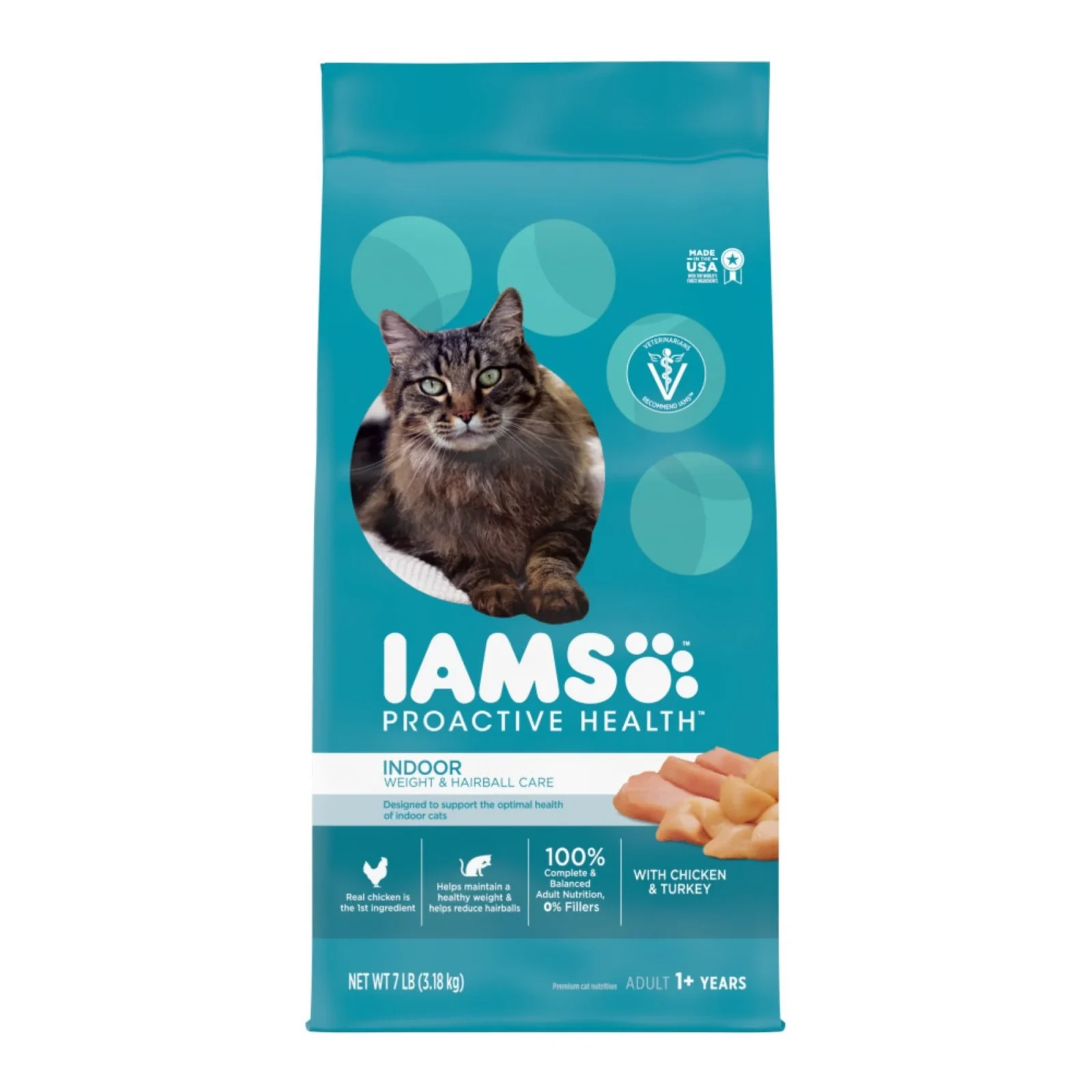 IAMS Proactive Health Weight Control & Hairball Care Indoor Adult Dry Cat Food Chicken & Turkey 7 lb