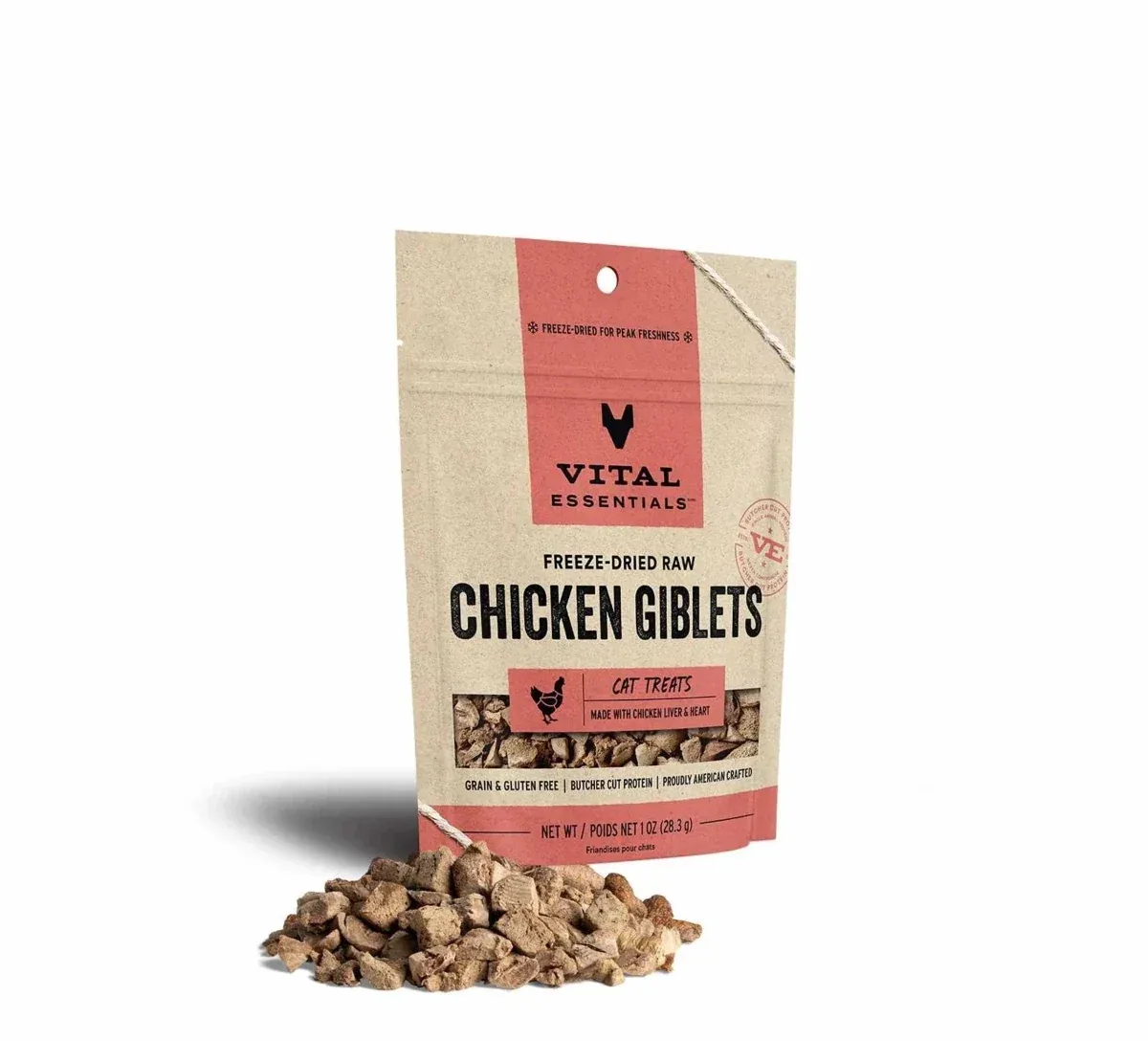Vital Essentials Freeze-Dried Chicken Giblets Cat Treats, 1 oz - Image 2