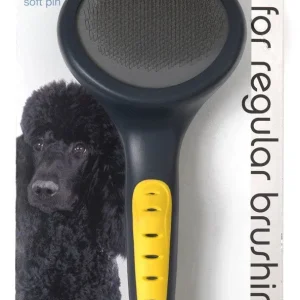 JW Pet Slicker Brush with Soft Pins Grey/Yellow Large