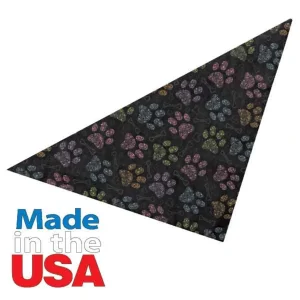 Top Performance Colorful Paws Dog Bandana - Multicolor Paw Print Tie-On Pet Bandana