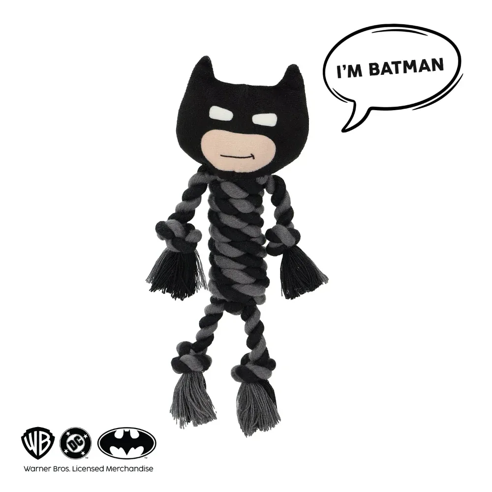Warner Bros Batman Teething Rope Toy for Dogs and Cats (Black and Grey)