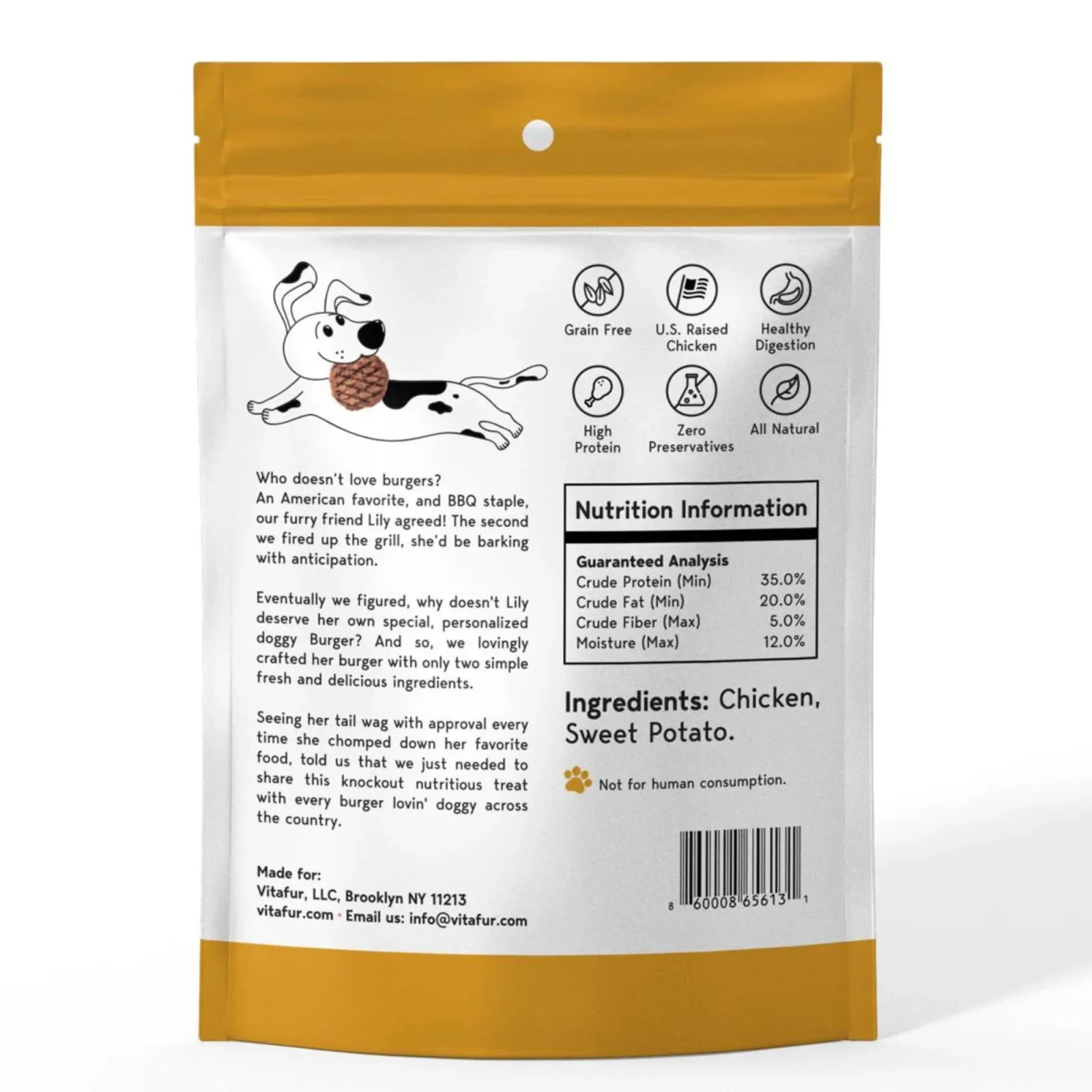 Vitafur Barkin Burger Dog 5oz. Baked Chicken Sweet Potato - Image 2