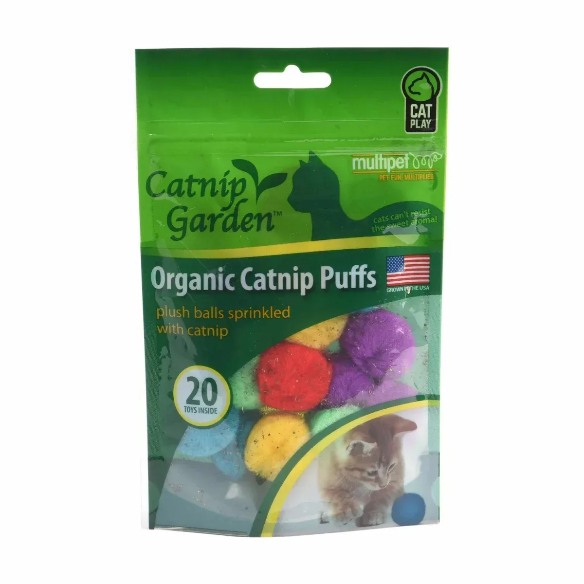 Multipet Catnip Garden Organic Catnip Puffs Bag, 20-Count