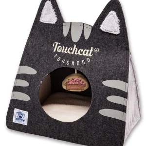 Touchcat ® 'Kitty Ears' Travel On-The-Go Folding Designer Fashion Pet Cat Bed House w/ Hanging Teaser Toy