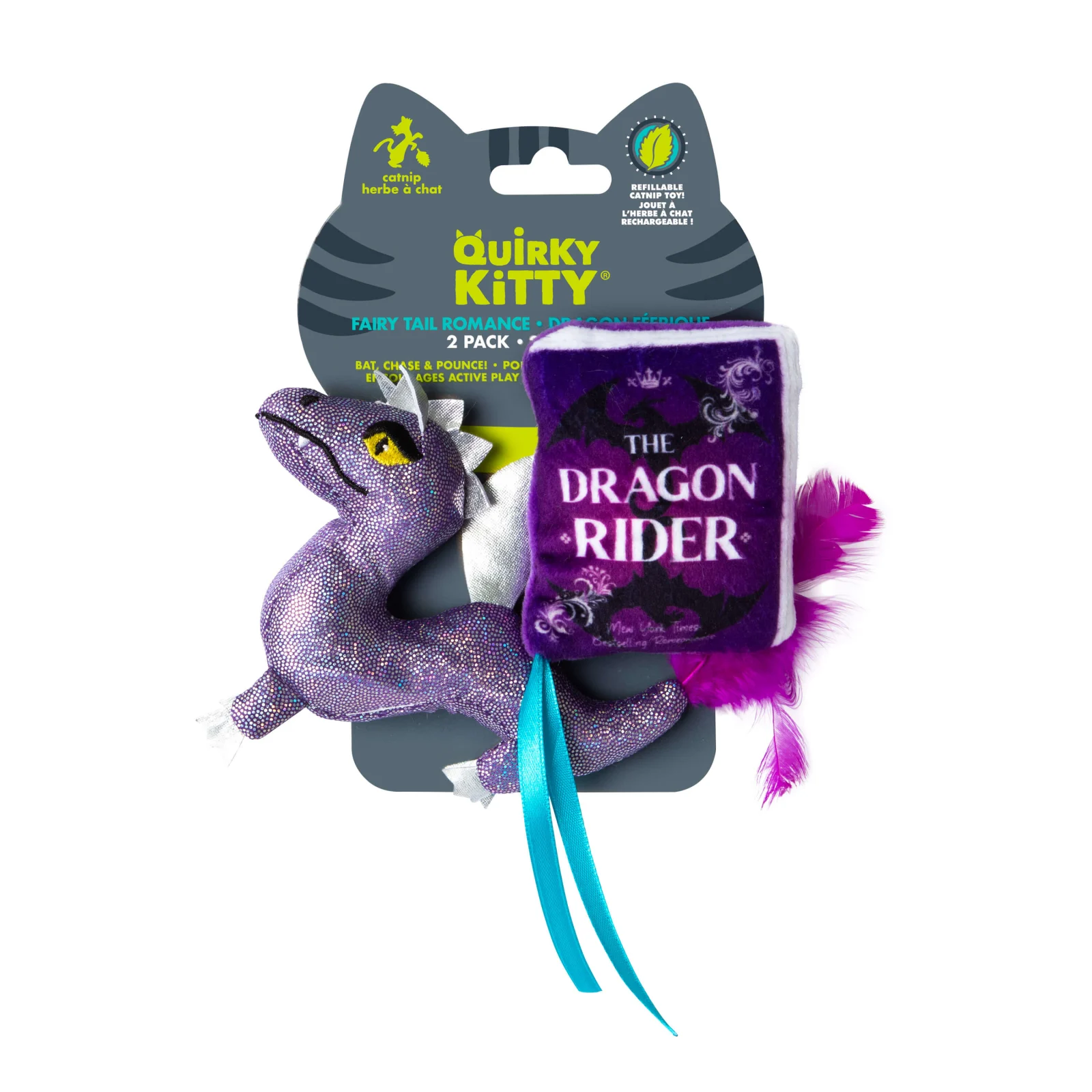 Quirky Kitty Fairy Tail Romance 2pk Cat Toy Set with Catnip - Image 2