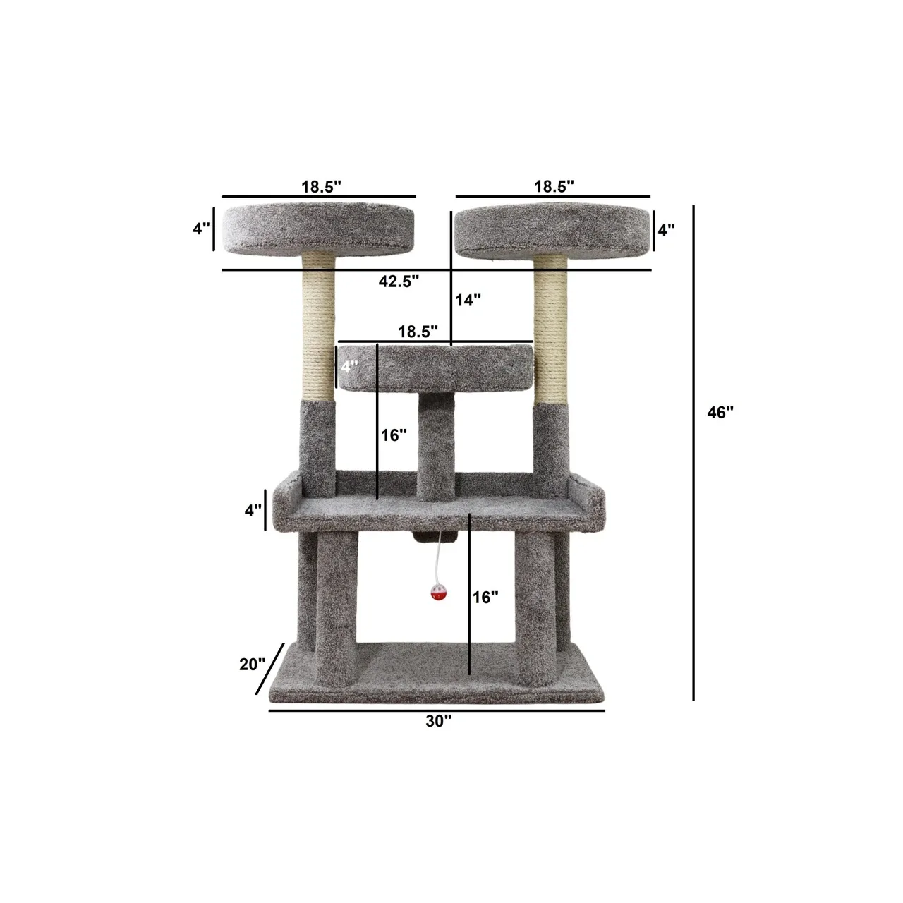 46" XXL Heavy Duty Cat Tree for Large and Heavy Cats built with Wide Stable Base - Image 2