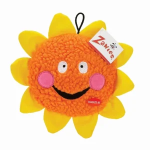 ZA Smiling Dog Toy Sun, 8 in Orange/Yellow