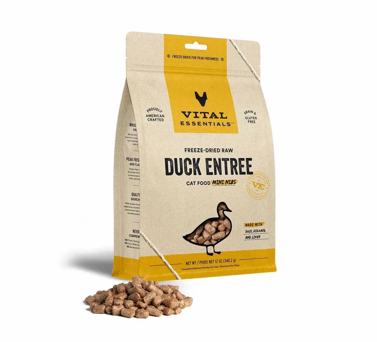 Vital Essentials Freeze-Dried Raw Duck Entree Cat Food Mini Nibs