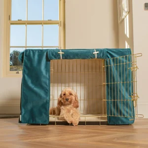 Dog Crate Cover In Marine Velvet by Lords & Labradors