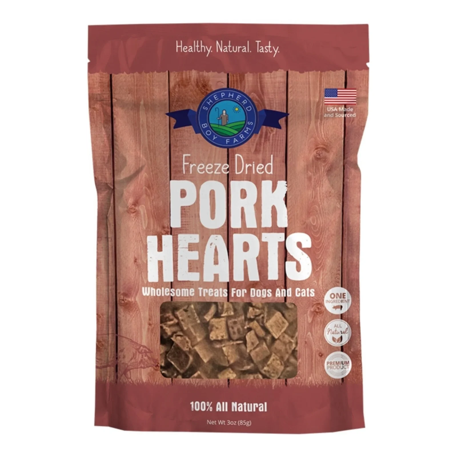 Shepherd Boy Farms Dog & Cat Freeze-Dried Pork Heart 3 oz