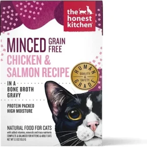 Honest Kitchen Cat Minced Chicken Salmon, 5.5 oz each, Case of 12