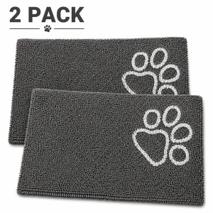 Pet Life ® 'Fuzzy' Quick-Drying Microfiber Anti-Skid and Machine Washable Dog Mat Pet Bed - 2 Pack - Gray