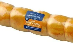 Barkworthies 10 Dog Bone - 12” Large Beef Cheek Dipped with Peanut Butter Flavor - 6 ct Case - Case of 1