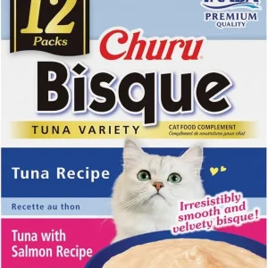 Inaba Churu Bisque Cat Food Side Dish - Tuna Variety Pack, 16.8 oz (12 ct)