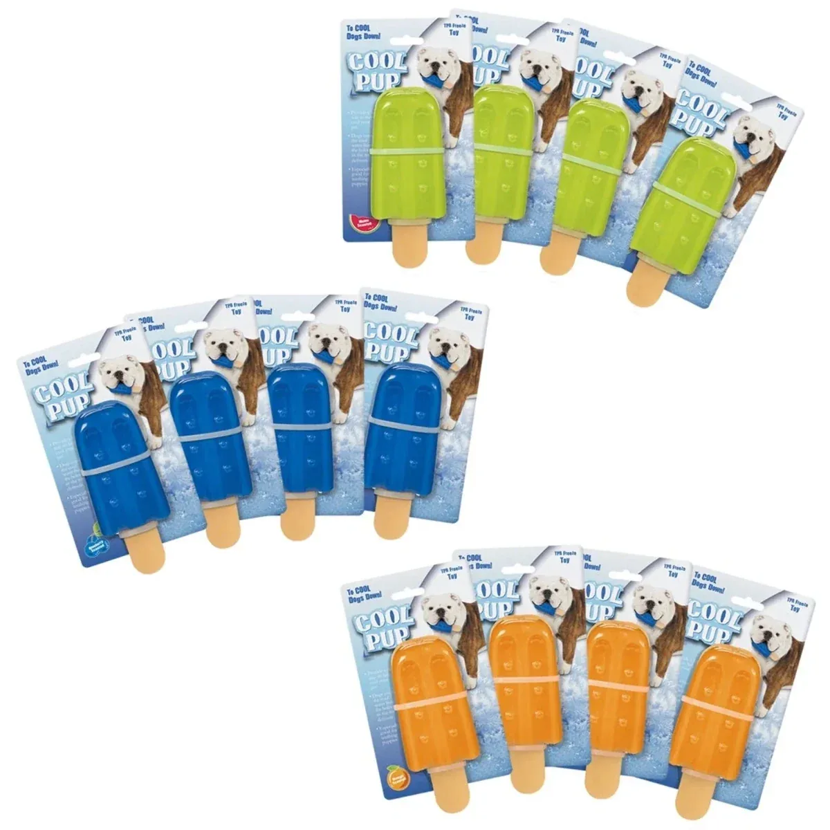 Cool Pup Dog Toy Large Popsicle, 12-Pack