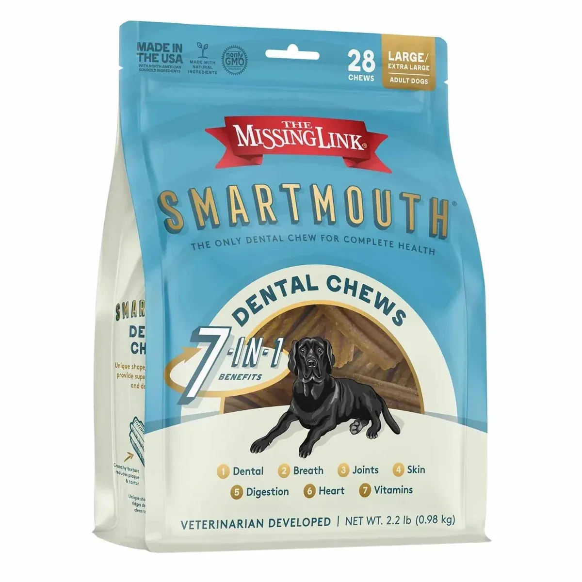The Missing Link - SMARTMOUTH Dental Dog Chew, L/XL DOG 28CT