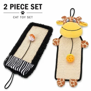 Pet Life ® Hanging Carpet Cat Scratcher Lounger and Cat Toy - 2 Piece Set